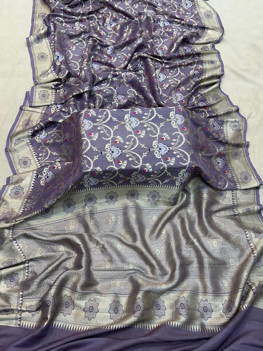 Handloom Pure Desi Tussar Silk Tilfi Work Saree