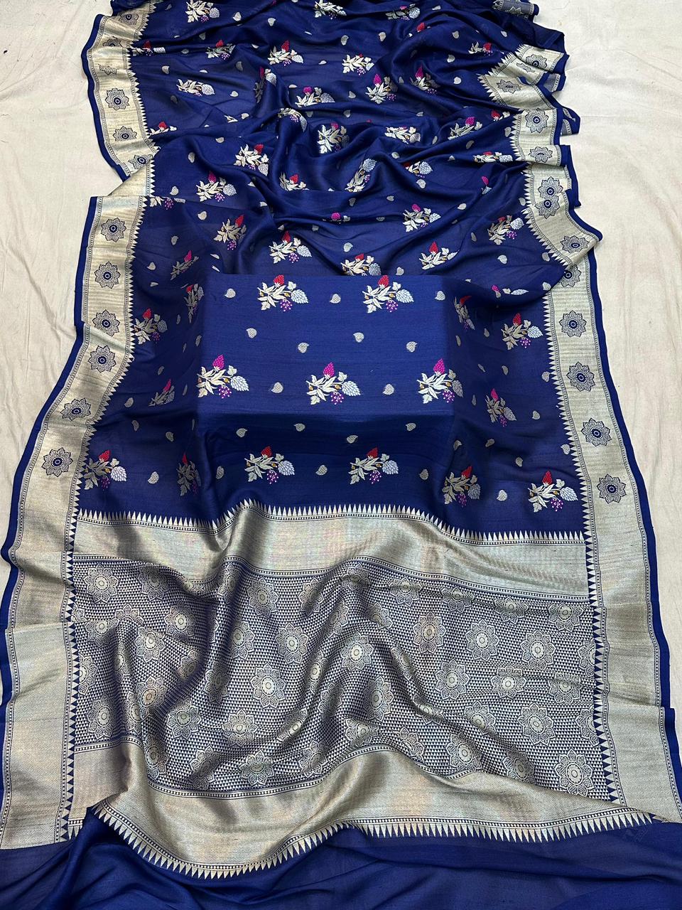 Handloom Pure Desi Tussar Silk Tilfi Work Saree