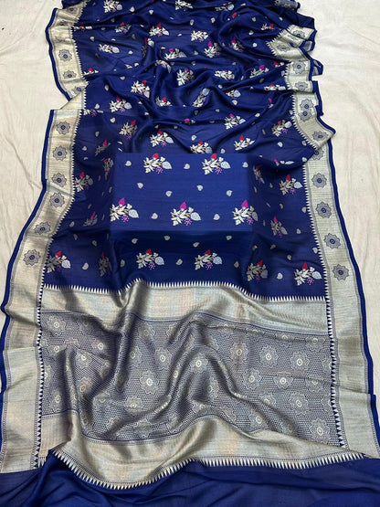 Handloom Pure Desi Tussar Silk Tilfi Work Saree