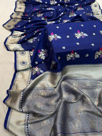 Handloom Pure Desi Tussar Silk Tilfi Work Saree