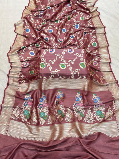 Handloom Pure Desi Tussar Silk Tilfi Work Saree