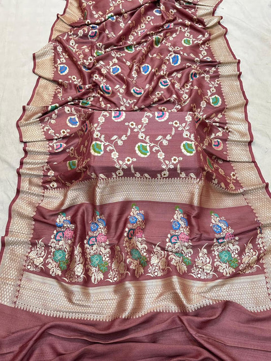 Handloom Pure Desi Tussar Silk Tilfi Work Saree