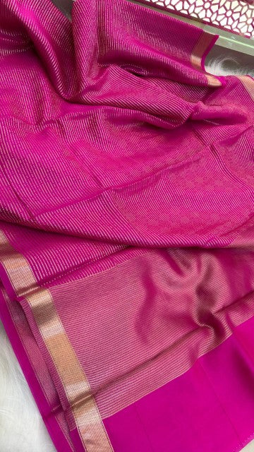 Maganta Pure organza Silk Zari Border saree