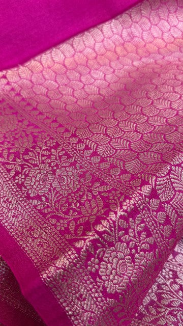 Maganta Pure Tasar silk Zari Border Boota saree