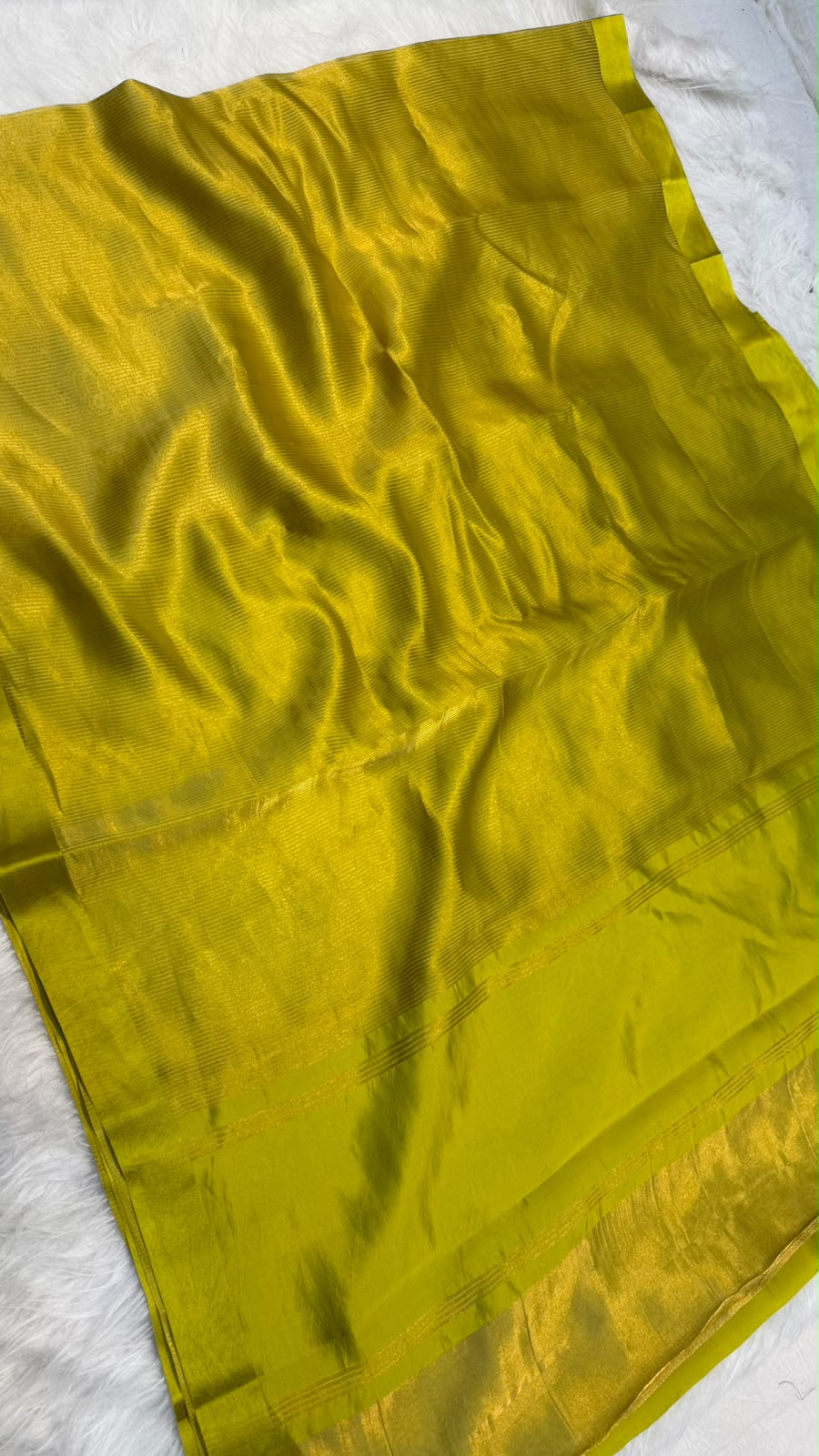 Pure Tissue Silk Gold Zari Lining Satin Border Saree