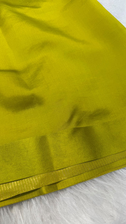 Pure Tissue Silk Gold Zari Lining Satin Border Saree
