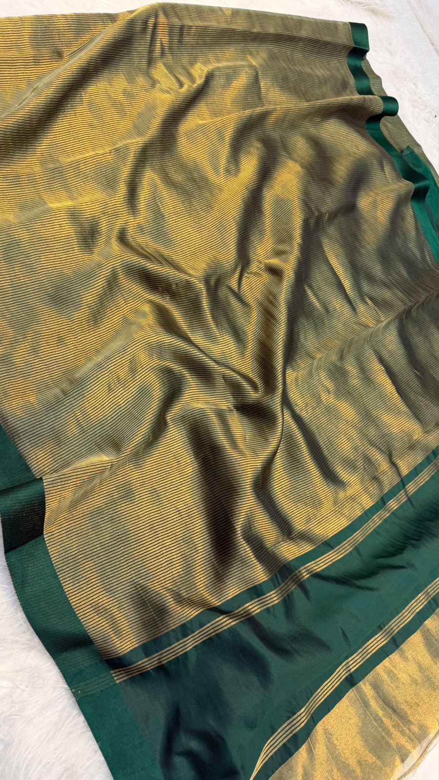 Pure Tissue Silk Gold Zari Lining Satin Border Saree