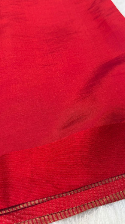 Pure Tissue Silk Gold Zari Lining Satin Border Saree
