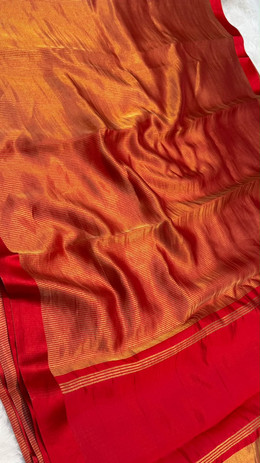 Pure Tissue Silk Gold Zari Lining Satin Border Saree