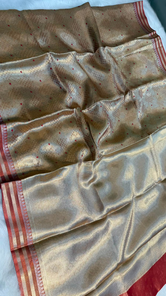 Pure Banarasi Tissue Silk Brocade Zari Mina Work Saree