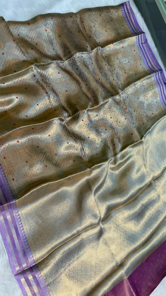 Pure Banarasi Tissue Silk Brocade Zari Mina Work Saree