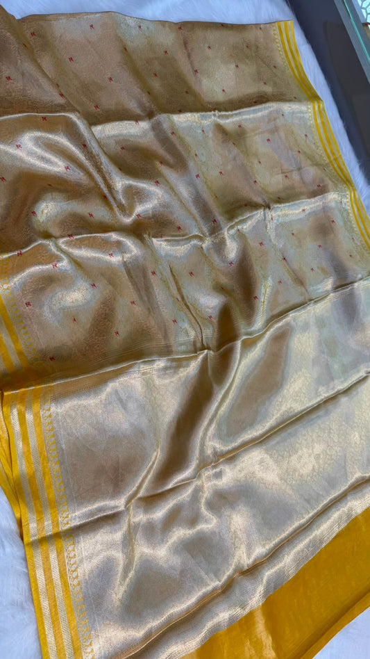 Pure Banarasi Tissue Silk Brocade Zari Mina Work Saree
