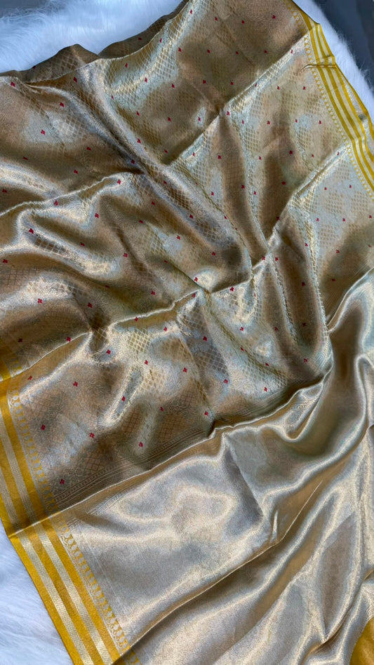 Pure Banarasi Tissue Silk Brocade Zari Mina Work Saree