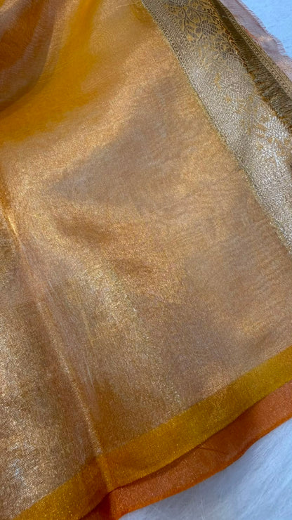 Pure Banarasi Tissue Silk Gold/Silver Zari Buta Shaded Saree