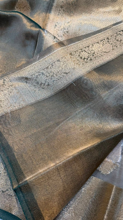 Pure Banarasi Tissue Silk Gold/Silver Zari Buta Shaded Saree