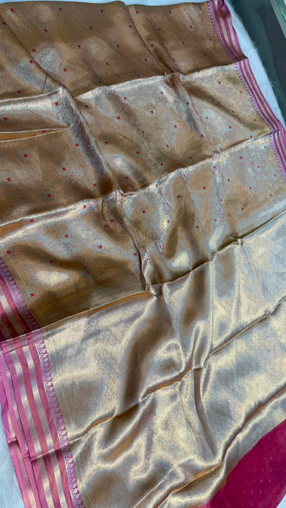 Pure Banarasi Tissue Silk Brocade Zari Mina Work Saree