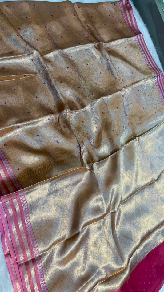 Pure Banarasi Tissue Silk Brocade Zari Mina Work Saree
