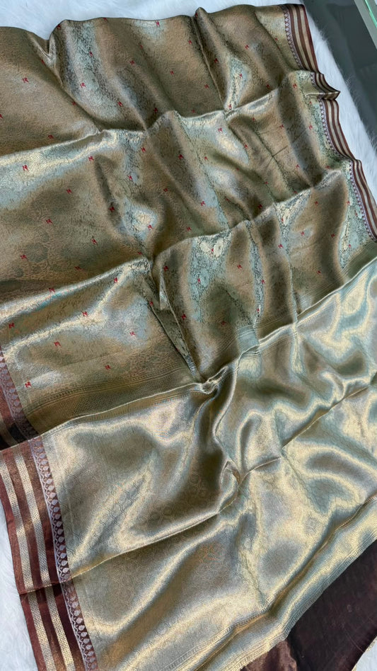 Pure Banarasi Tissue Silk Brocade Zari Mina Work Saree