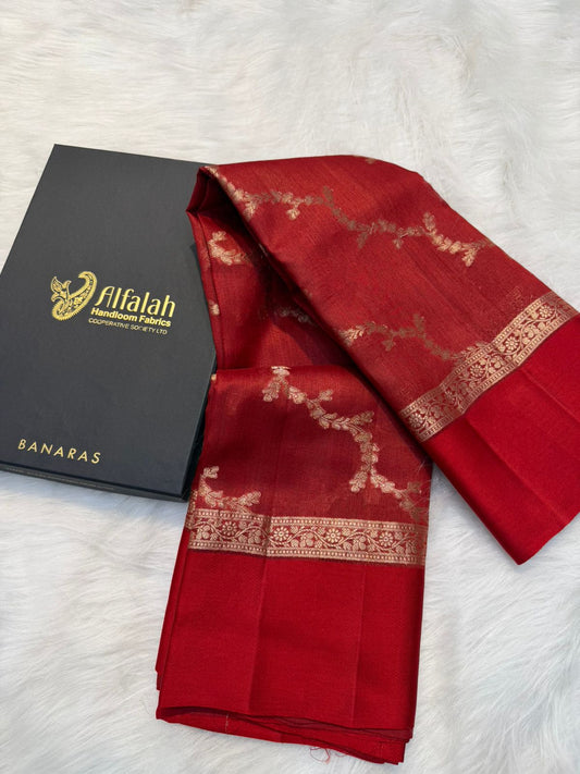 Handloom Banarasi Pure Tussar Silk Aada Design Mashru Border Saree