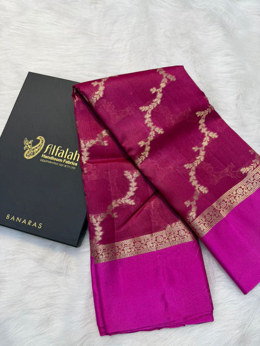 Handloom Banarasi Pure Tussar Silk Aada Design Mashru Border Saree