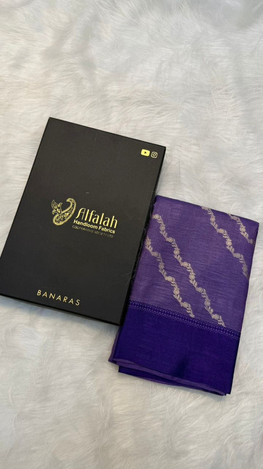 Handloom Banarasi Pure Tussar Silk Aada Design Katan Border Sare