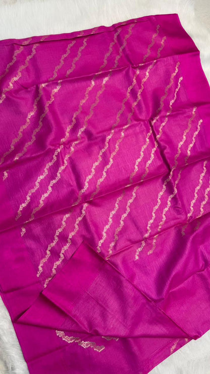 Handloom Banarasi Pure Tussar Silk Aada Design Katan Border Saree