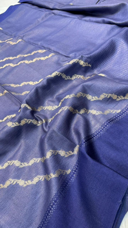 Handloom Banarasi Pure Tussar Silk Aada Design Katan Border Saree