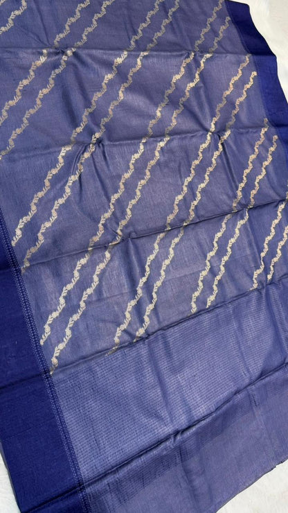 Handloom Banarasi Pure Tussar Silk Aada Design Katan Border Saree