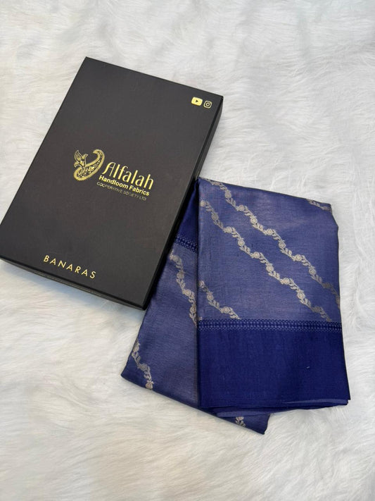 Handloom Banarasi Pure Tussar Silk Aada Design Katan Border Saree