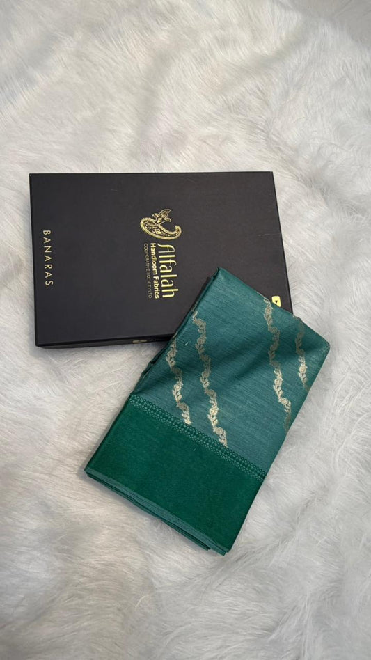 Handloom Banarasi Pure Tussar Silk Aada Design Katan Border Saree