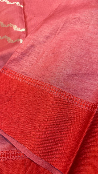 Handloom Banarasi Pure Tussar Silk Aada Design Katan Border Saree