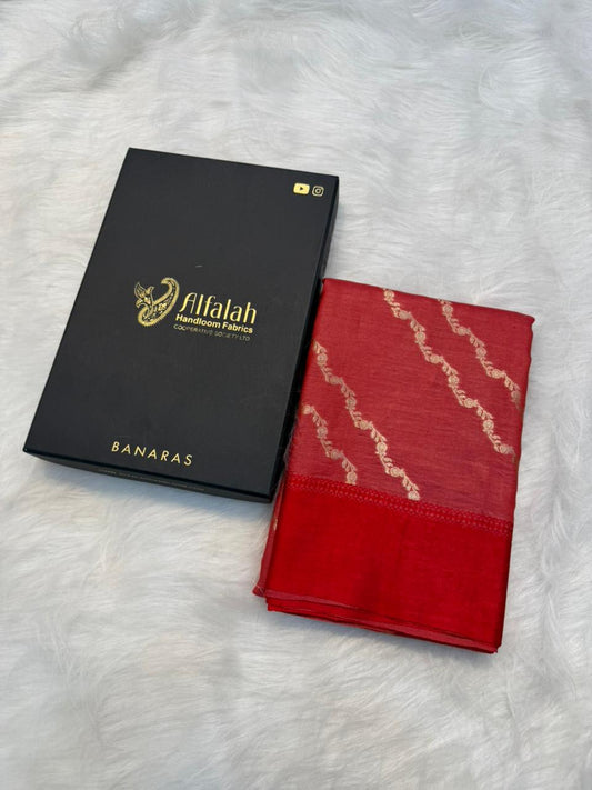Handloom Banarasi Pure Tussar Silk Aada Design Katan Border Saree