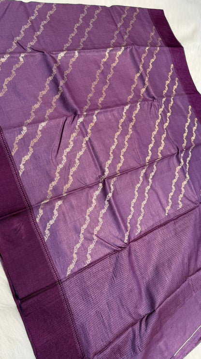 Handloom Banarasi Pure Tussar Silk Aada Design Katan Border Saree