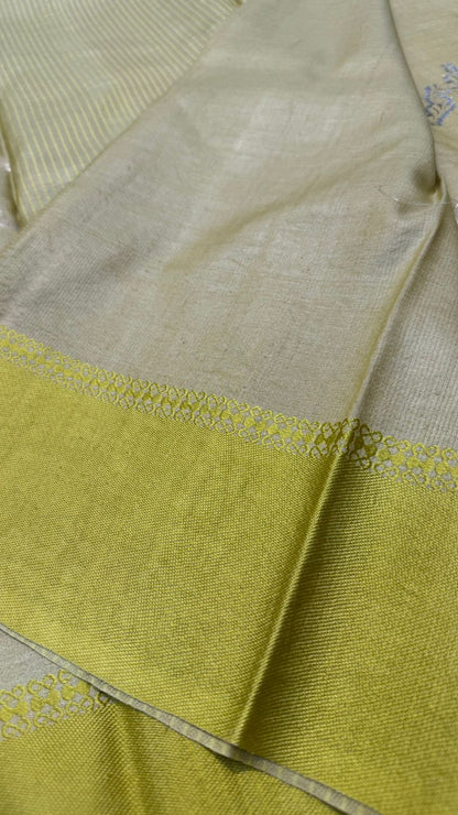 Handloom Banarasi Pure Tussar Silk Aada Design Katan Border Saree