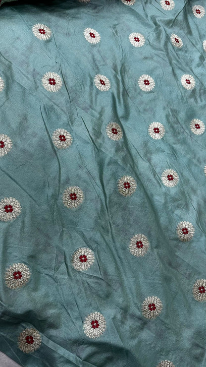 Handloom Banarasi katan silk lehenga...Sky blue color