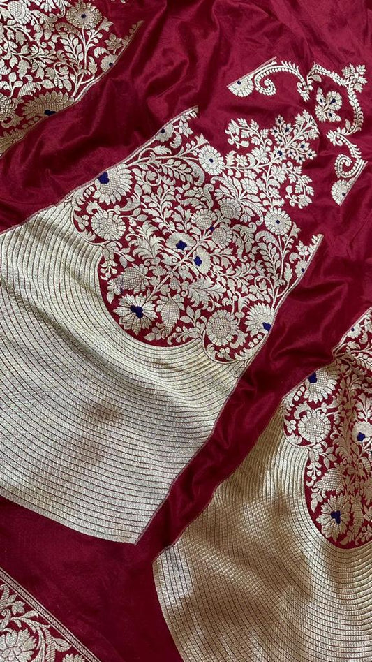 Handloom Banarasi katan silk lehenga....Maroon color