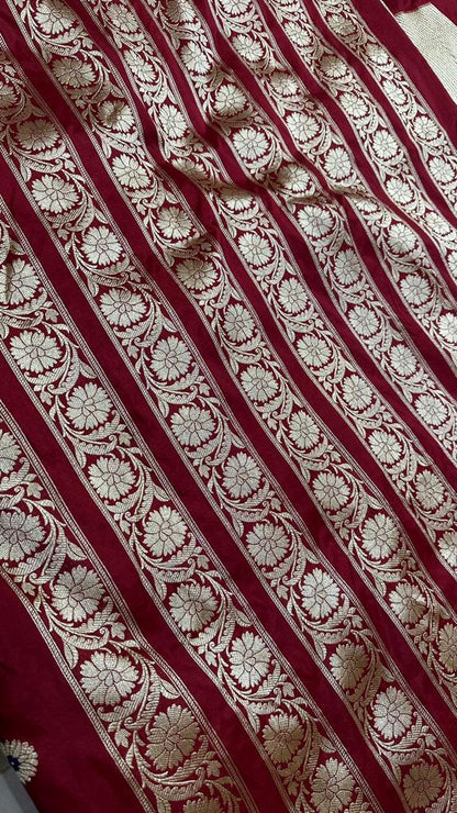 Handloom Banarasi katan silk lehenga....Maroon color