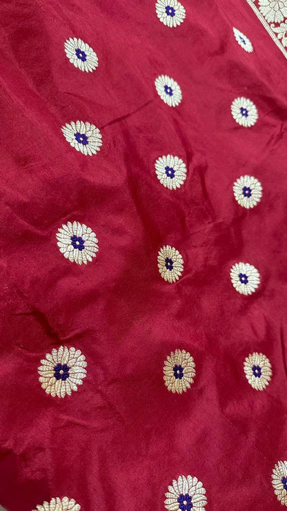 Handloom Banarasi katan silk lehenga....Maroon color