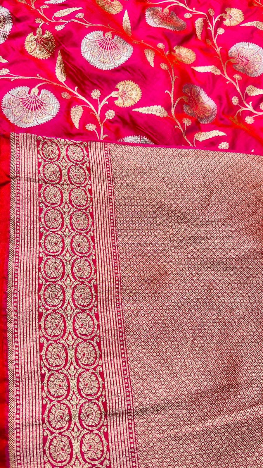 Handloom Pure Banarasi Katan Silk Tilfi design Saree...Dual tone color…Orange by rani