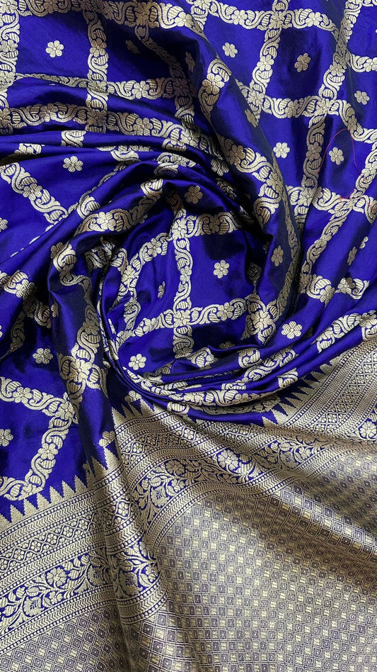 Handloom Pure Banarasi Katan Silk Saree...royal blue color