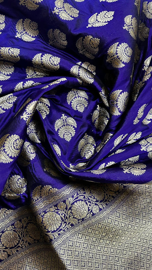 Handloom Pure Banarasi Katan Silk Saree...royal blue color