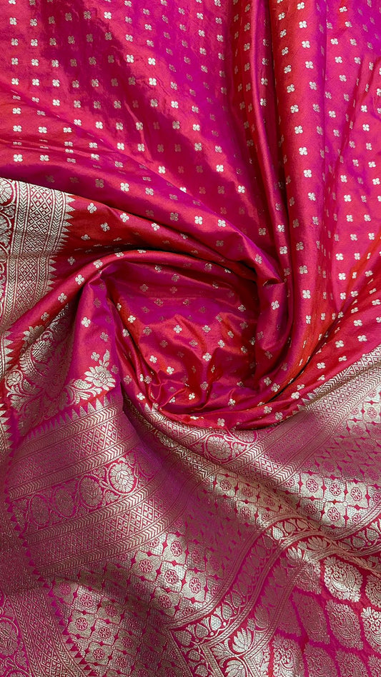 Handloom Pure banarasi katan silk saree...Dual tone color rani by red