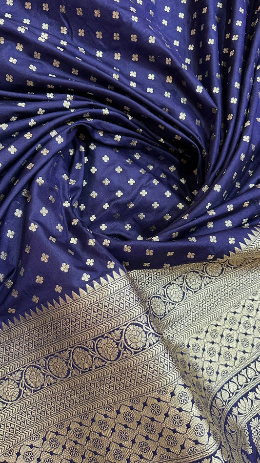 Handloom Pure banarasi katan silk saree...Navy blue color