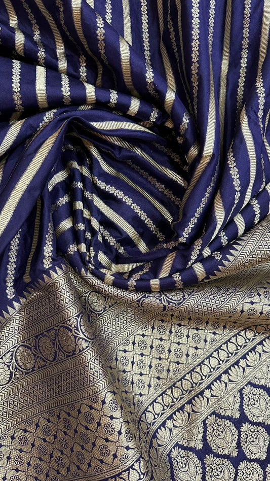 Handloom Pure banarasi katan silk saree...Dark navy blue color