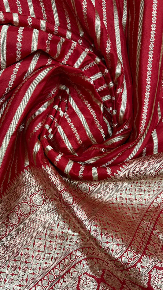 Handloom Pure banarasi katan silk saree...Red color