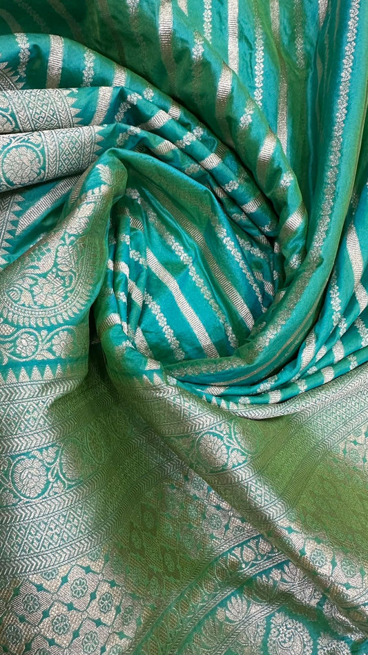 Handloom Pure banarasi katan silk saree...Parrot green color