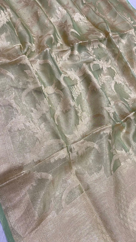 Pure Tissue silk jaal design saree...Light green