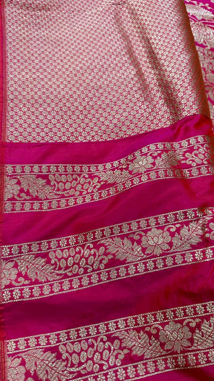 Handloom Banarasi katan silk lehenga....Pink color