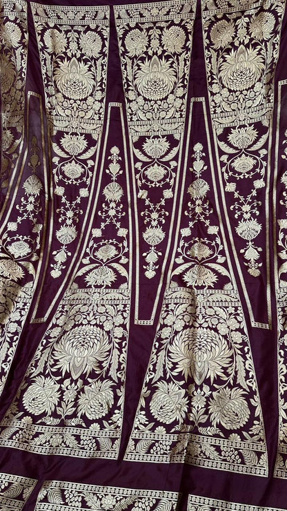 Handloom Banarasi katan silk lehenga...Vine color