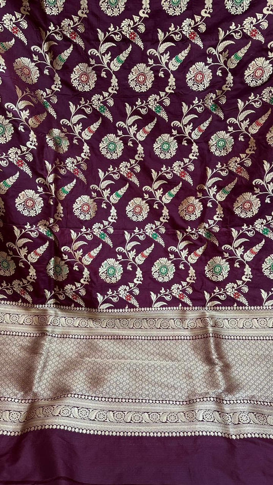 Handloom Pure Banarasi Katan Silk Jangla Dupatta…Vine color